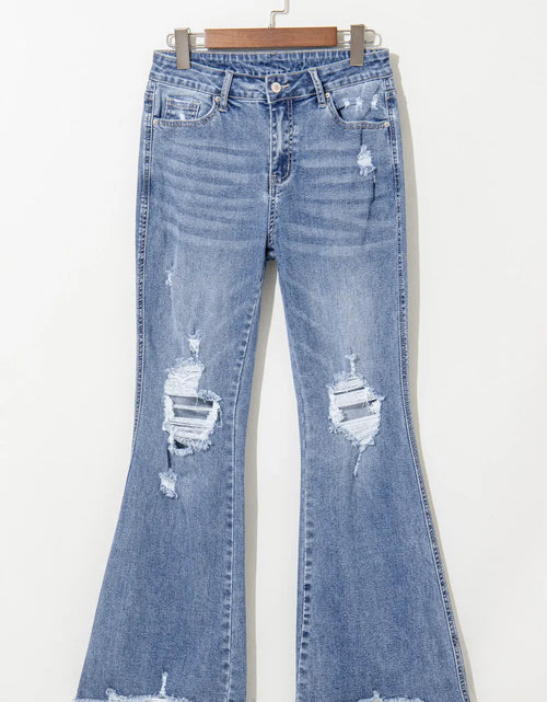 Load image into Gallery viewer, Distressed Raw Hem Bootcut Jeans
