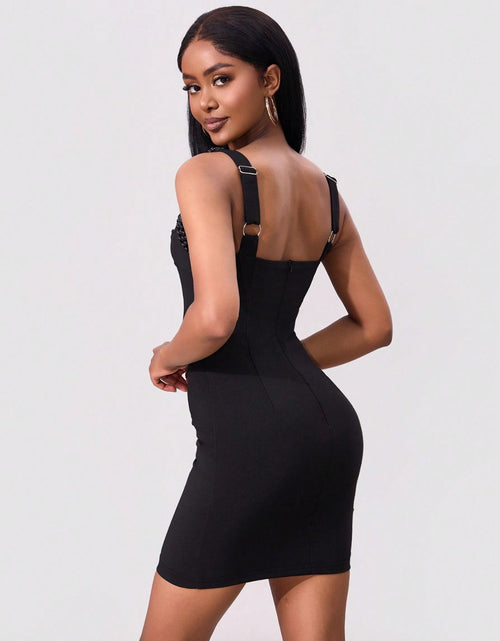Load image into Gallery viewer, Bead Trim Wide Strap Wrap Dress

