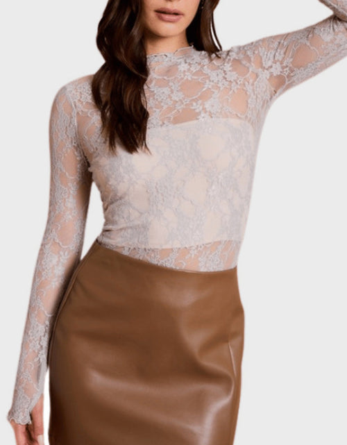 Load image into Gallery viewer, Lace Mock Neck Long Sleeve Top
