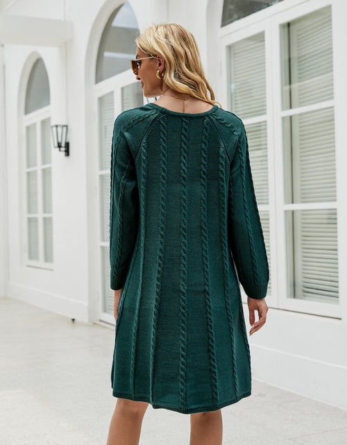 Load image into Gallery viewer, Cable-Knit Long Sleeve Sweater Dress
