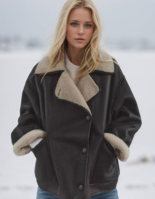 Load image into Gallery viewer, Collared Neck Long Sleeve Plush Jacket
