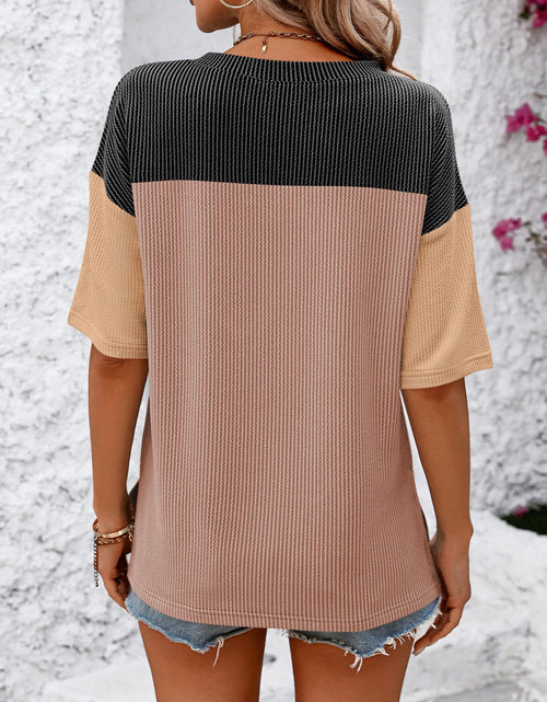 Load image into Gallery viewer, Mandy Color Block Round Neck Half Sleeve T-Shirt
