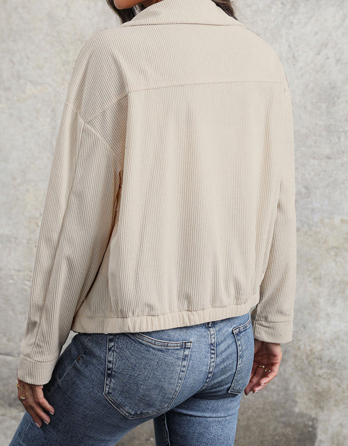 Load image into Gallery viewer, Perfee Zip Up Pocketed Collared Neck Dropped Shoulder Jacket
