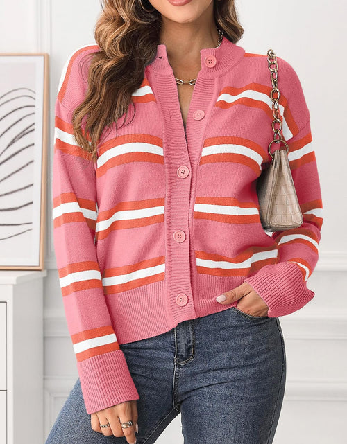 Load image into Gallery viewer, Striped Button Down Long Sleeve Cardigan
