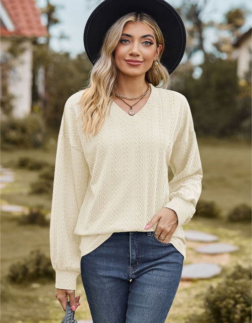 Load image into Gallery viewer, V-Neck Dropped Shoulder Blouse

