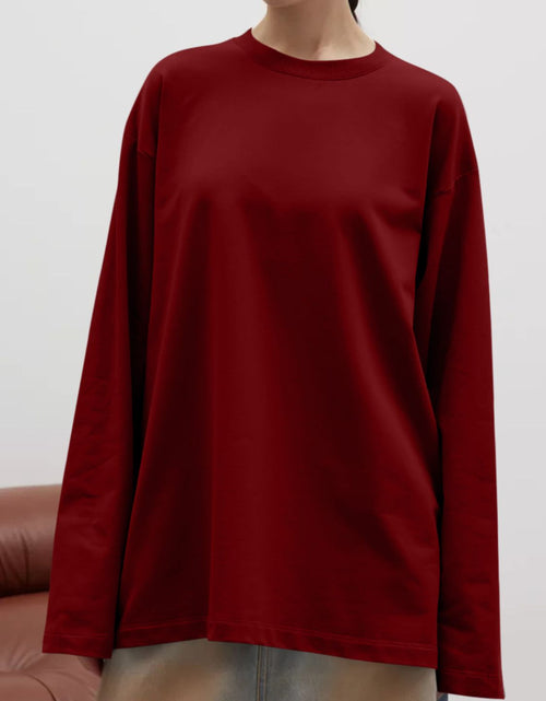 Load image into Gallery viewer, Round Neck Dropped Shoulder Long Sleeve T-Shirt
