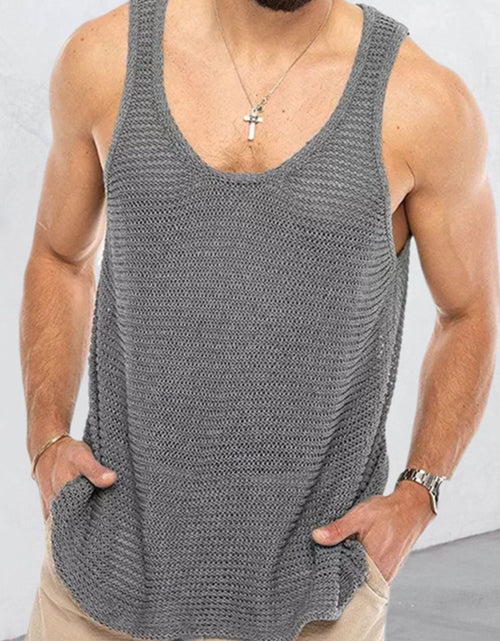Load image into Gallery viewer, Men's Plus Size Round Neck Wide Strap Tank
