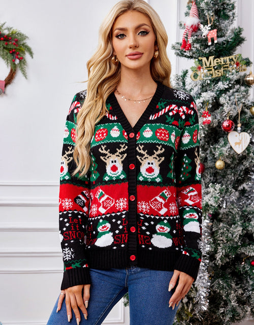 Load image into Gallery viewer, Reindeer Button Up Long Sleeve Cardigan
