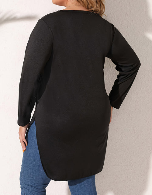 Load image into Gallery viewer, Plus Size Slit Long Sleeve T-Shirt

