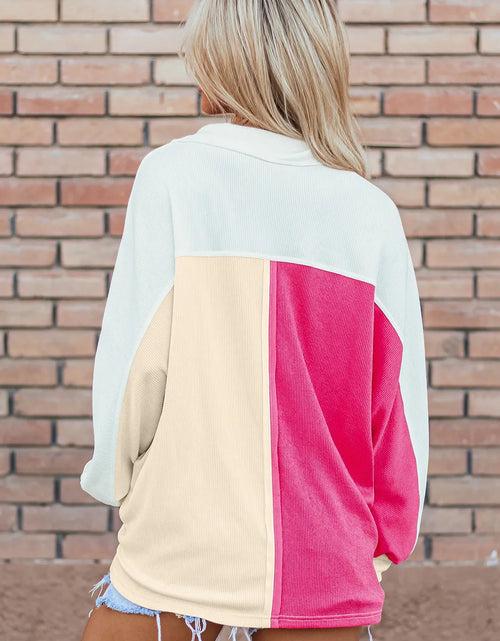 Load image into Gallery viewer, Pocketed Contrast Long Sleeve Sweatshirt
