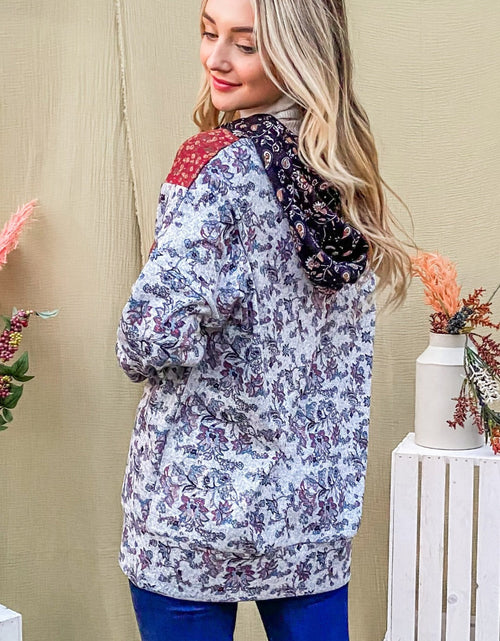 Load image into Gallery viewer, And The Why Printed Half Zip Up Long Sleeve Hoodie
