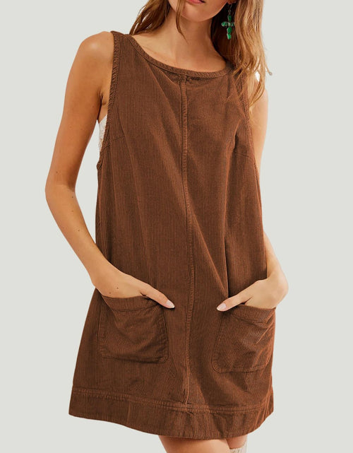 Load image into Gallery viewer, Mandy Round Neck Wide Strap Mini Dress with Pockets

