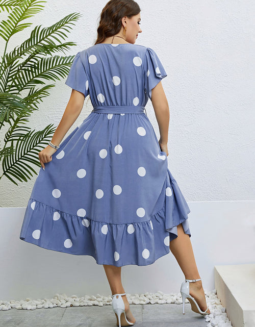 Load image into Gallery viewer, Honey Polka Dot Belted Flutter Sleeve Ruffle Hem Dress
