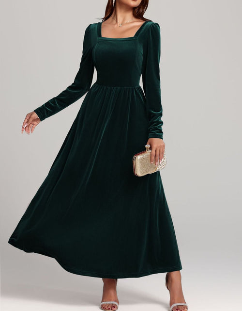 Load image into Gallery viewer, Velvet Square Neck Long Sleeve Dress
