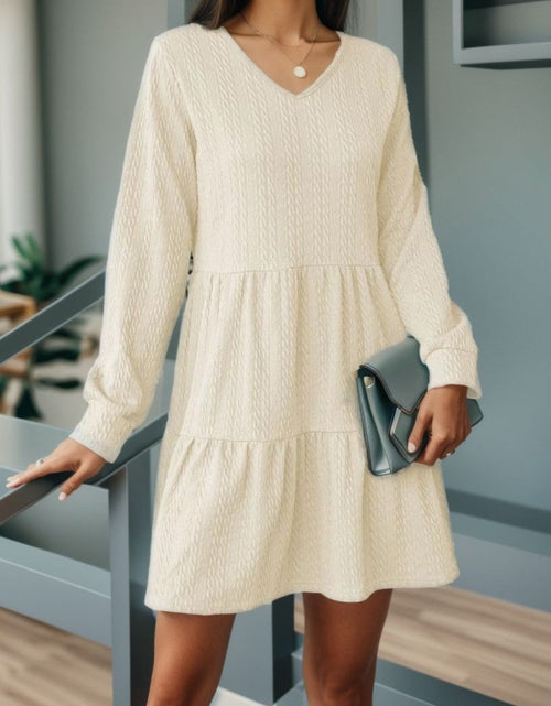 Load image into Gallery viewer, V-Neck Long Sleeve Mini Dress
