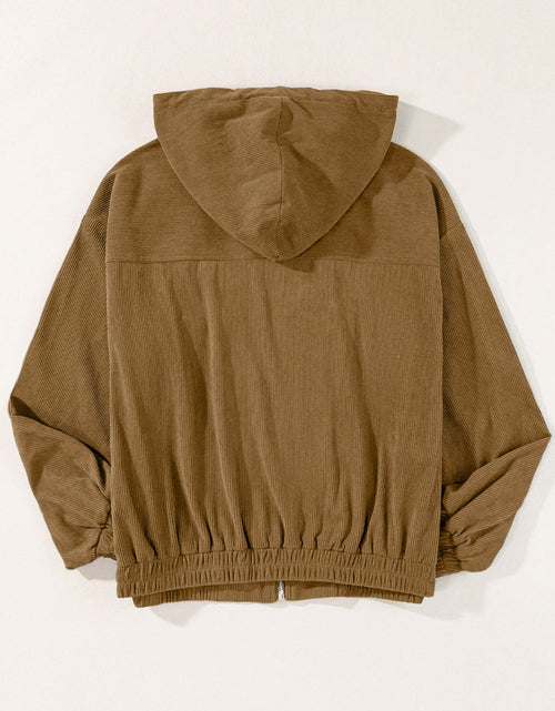 Load image into Gallery viewer, Drawstring Zip Up Long Sleeve Hooded Jacket
