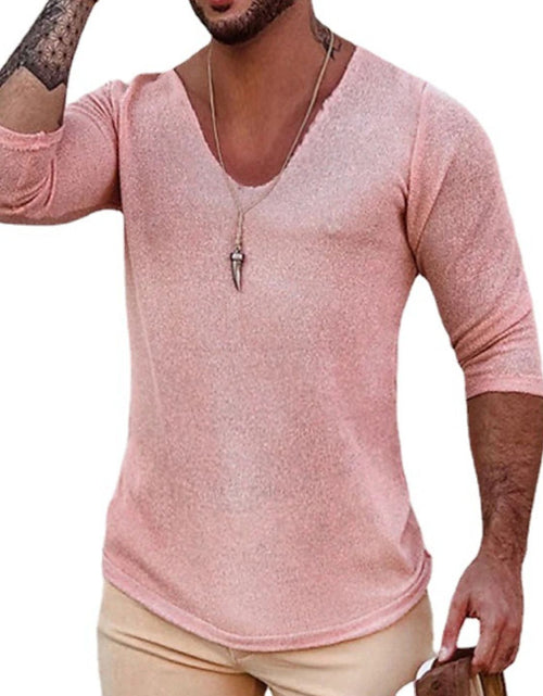 Load image into Gallery viewer, Men's Full Size V-Neck Long Sleeve T-Shirt Plus Size
