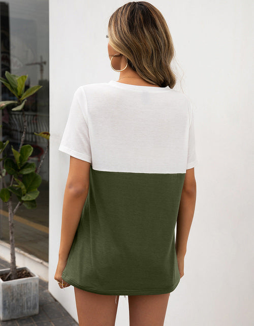 Load image into Gallery viewer, Ivy Lane Color Block V-Neck Short Sleeve Tee
