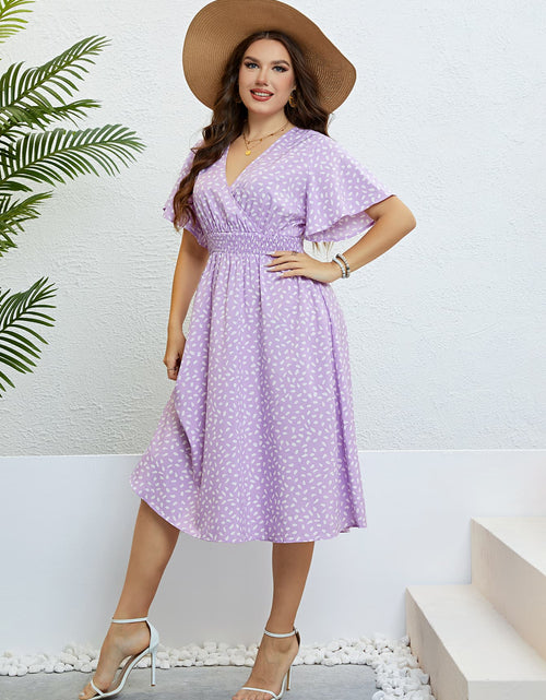 Load image into Gallery viewer, Honey Plus Size Printed Smocked Waist Surplice Dress
