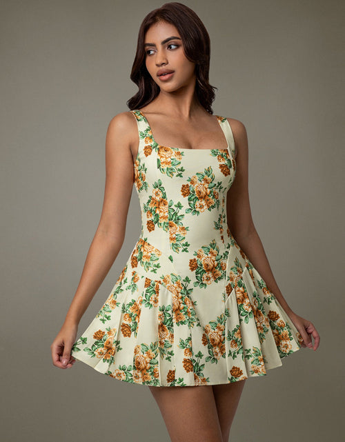 Load image into Gallery viewer, Floral Sleeveless Mini Pleated Dress
