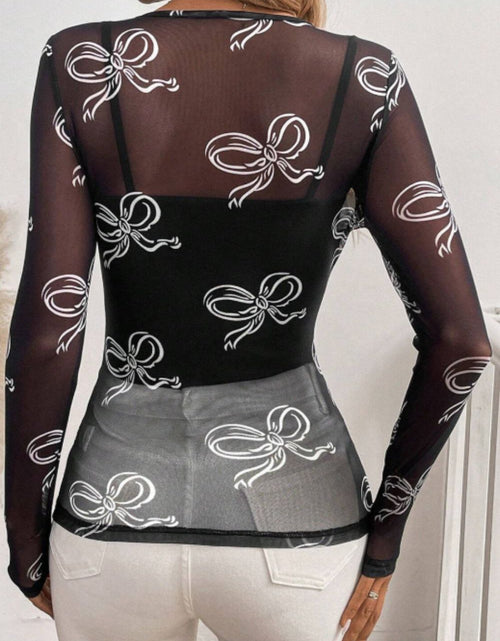 Load image into Gallery viewer, Bow Round Neck Long Sleeve Top
