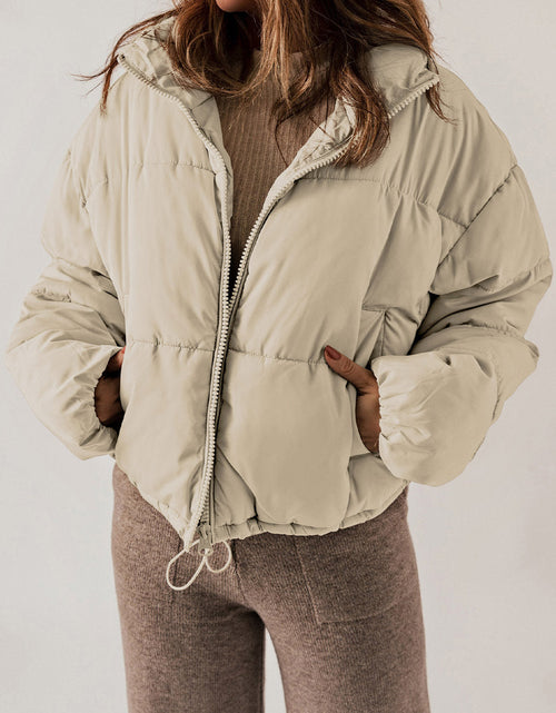 Load image into Gallery viewer, Zip Up Collared Neck Long Sleeve Winter Coat

