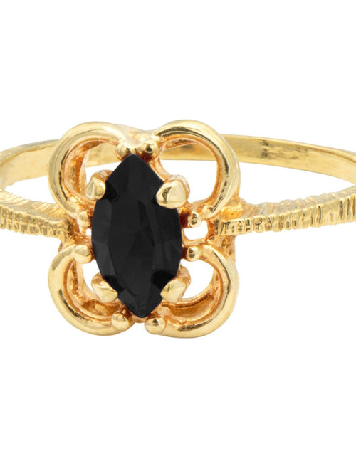 Load image into Gallery viewer, Vintage Jewelry Marquise Cut Jet Black Crystal Cocktail Ring in 18k White Gold Electroplate by PVD Vintage Jewelry
