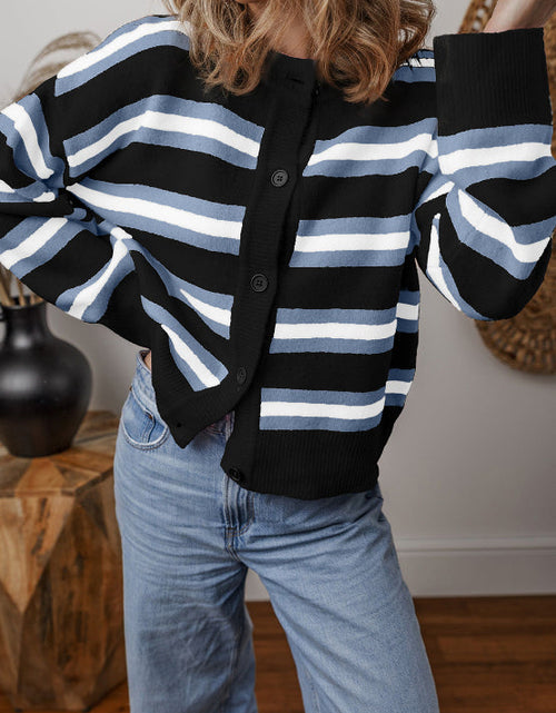 Load image into Gallery viewer, Striped Button Down Long Sleeve Cardigan
