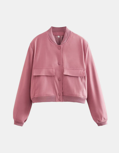 Load image into Gallery viewer, Pocketed Snap Down Baseball Collar Jacket
