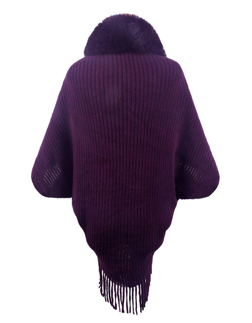 Load image into Gallery viewer, Fringe Detail Long Sleeve Ribbed Poncho
