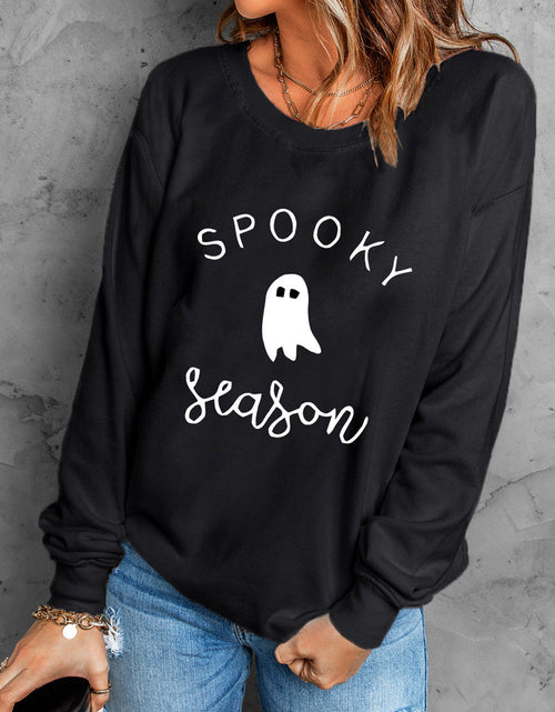 Load image into Gallery viewer, Round Neck Long Sleeve SPOOKY SEASON Graphic Sweatshirt
