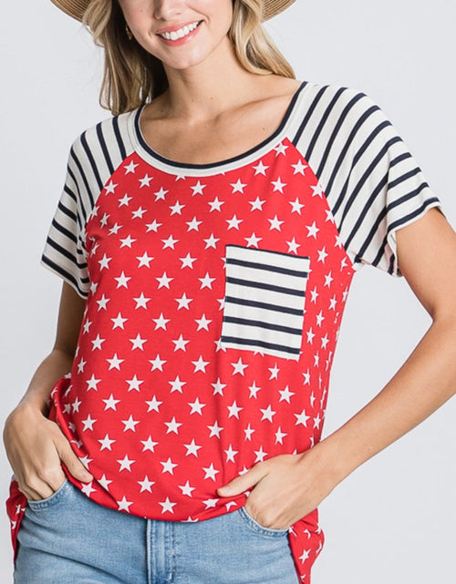 Load image into Gallery viewer, Heimish Full Size Star &amp; Striped Round Neck Short Sleeve T-Shirt Plus Size
