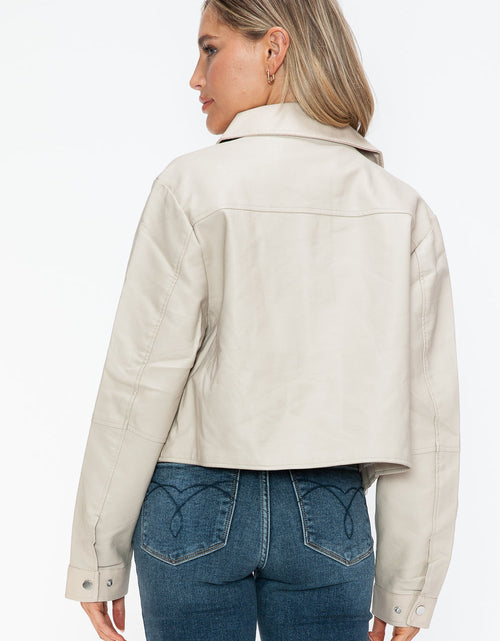 Load image into Gallery viewer, Snobbish Snap Down Long Sleeve PU Leather Jacket
