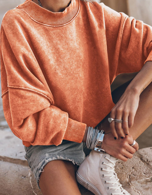 Load image into Gallery viewer, Mock Neck Dropped Shoulder Sweatshirt
