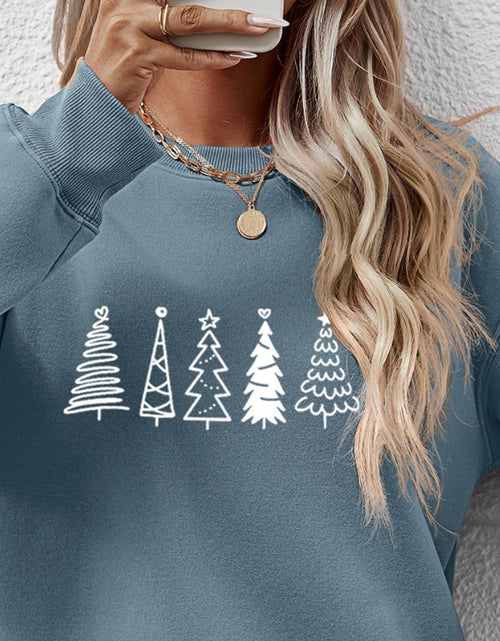 Load image into Gallery viewer, Christmas Tree Graphic Drop Shoulder Sweatshirt
