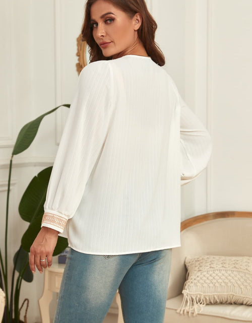 Load image into Gallery viewer, Honey Melo Apparel Plus Size V-Neck Puff Sleeve Blouse
