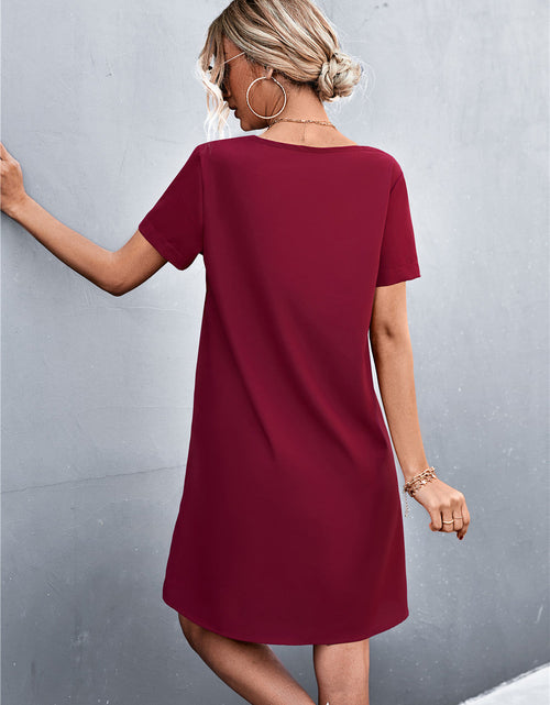 Load image into Gallery viewer, Spliced Lace Contrast Short Sleeve Dress
