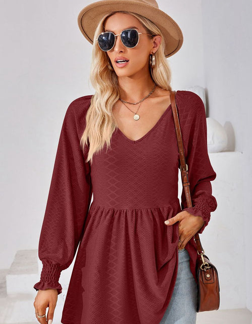 Load image into Gallery viewer, V-Neck Lantern Sleeve Blouse
