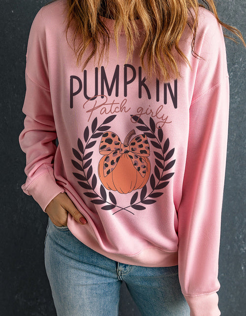 Load image into Gallery viewer, Pumpkin Round Neck Long Sleeve Sweatshirt
