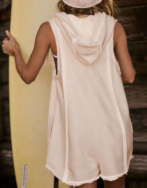 Load image into Gallery viewer, Half Zipped Hooded Sleeveless Romper
