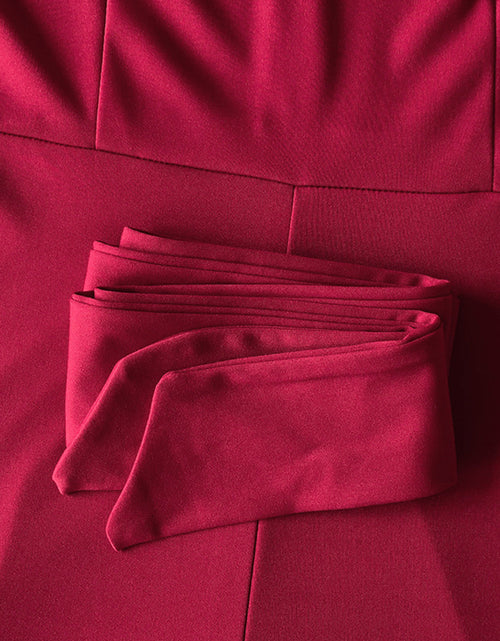 Load image into Gallery viewer, Mock Neck Tie-Waist Half Sleeve Jumpsuit
