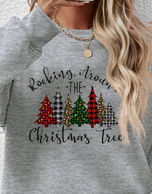 Load image into Gallery viewer, Christmas Tree Graphic Round Neck Sweatshirt
