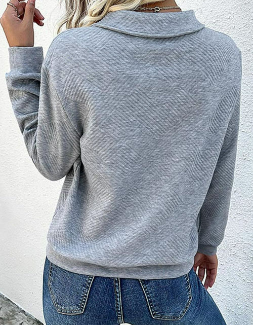 Load image into Gallery viewer, Perfee Contrast Ribbed Quarter-Snap Sweatshirt
