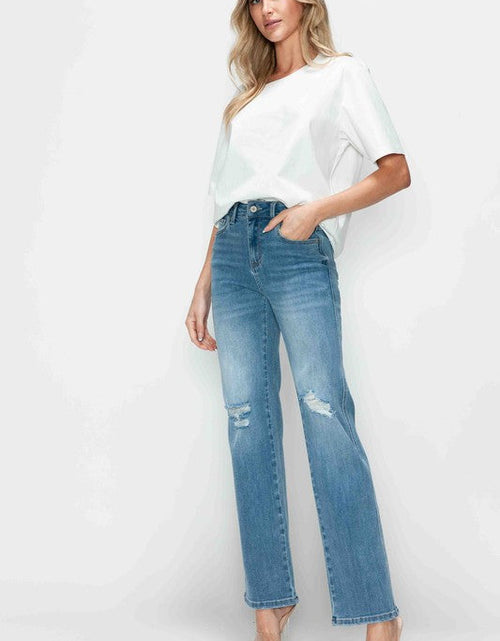 Load image into Gallery viewer, bytos Full Size Distressed High Rise Straight Jeans
