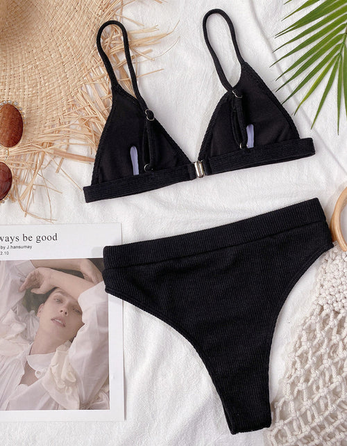 Load image into Gallery viewer, Spaghetti Strap Ribbed Bikini Set
