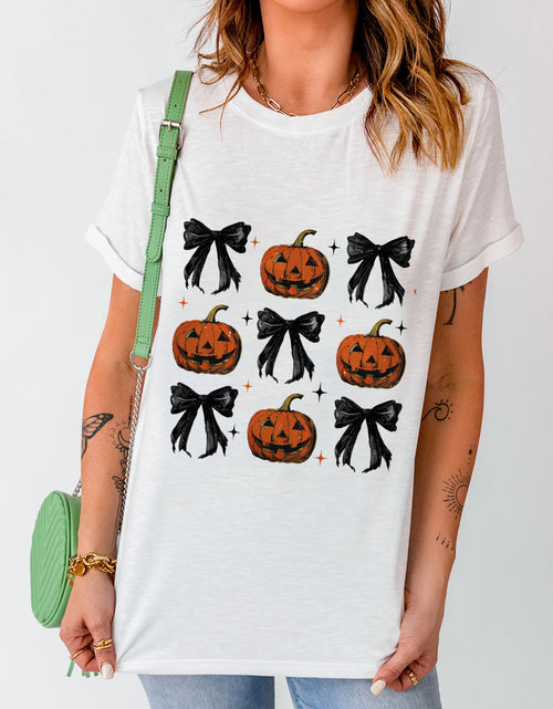 Load image into Gallery viewer, Pumpkin Round Neck Short Sleeve T-Shirt
