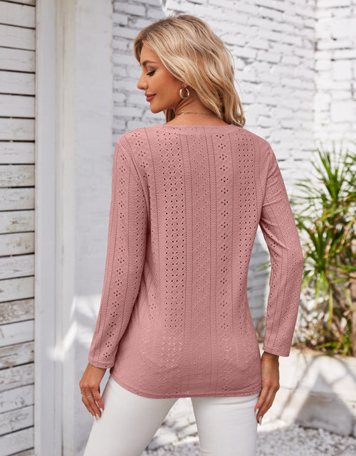 Load image into Gallery viewer, Decorative Button Openwork V-Neck T-Shirt
