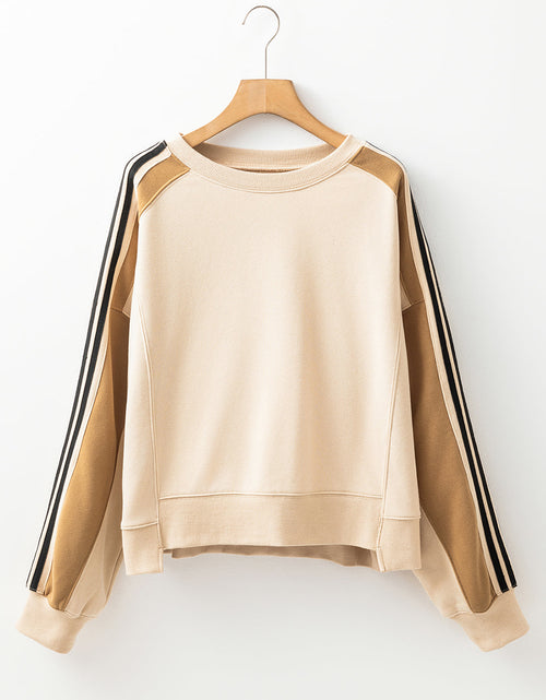 Load image into Gallery viewer, Contrast Round Neck Long Sleeve Sweatshirt
