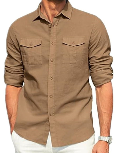 Load image into Gallery viewer, Men's Plus Size Button Down Collared Neck Long Sleeve Shirt
