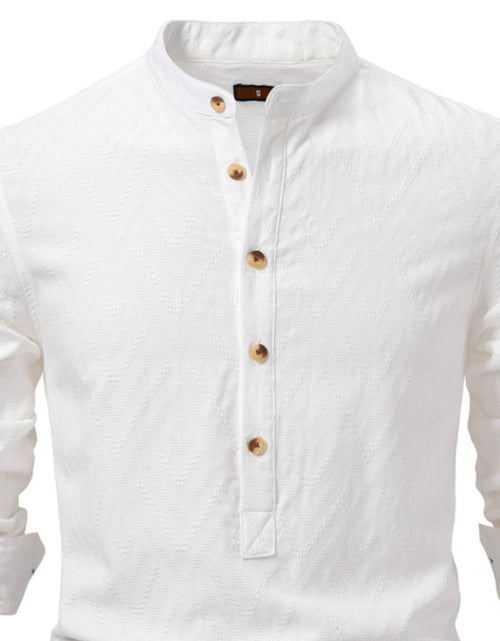 Load image into Gallery viewer, Men's Half Button Geometric Texture Collared Neck Shirt
